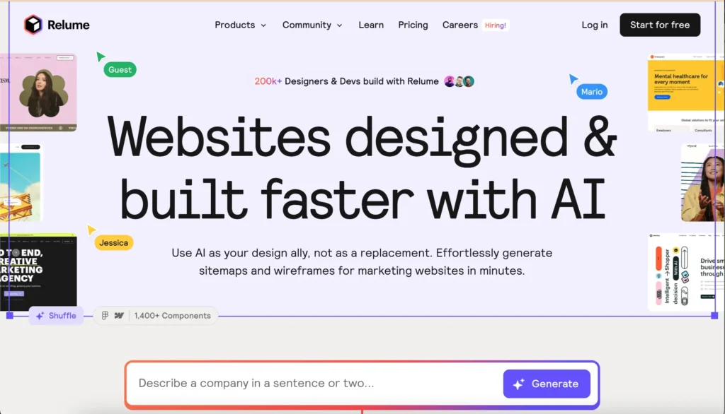 relume ai too for web development 