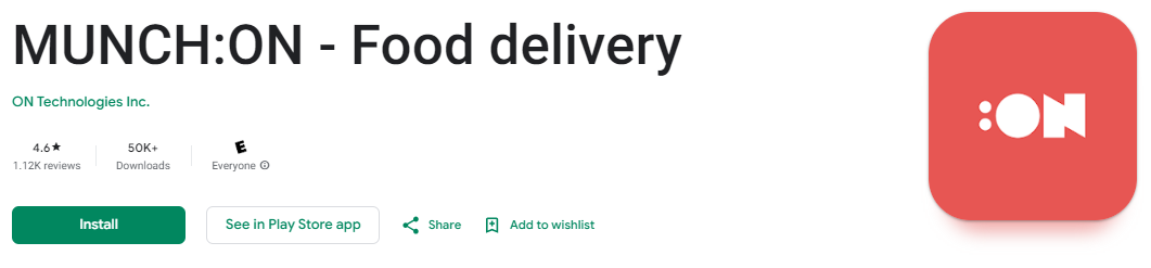 munch on food delivery app