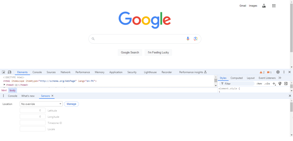 Google Chrome Sensors 