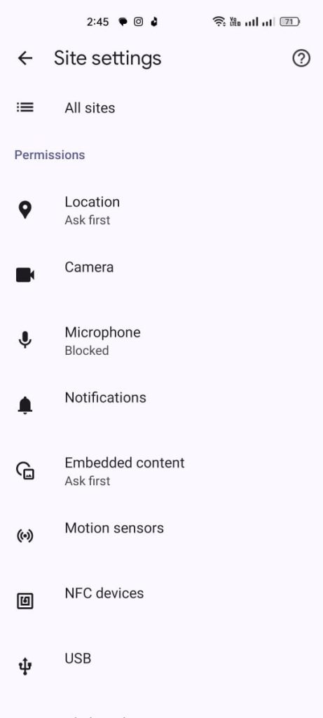 Mobile Location Menu