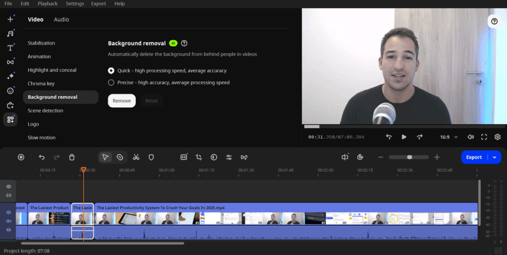 Movavi AI Video Editor